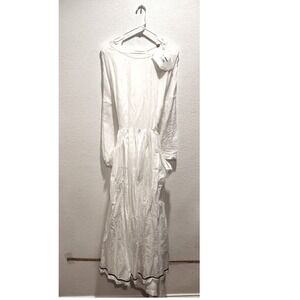 Philosophy di Lorenzo Serafini White Embroidered Cotton Midi Dress IT‎ 42 US 6